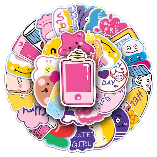 PVC Rubber & Pressure-Sensitive Adhesive easy cleaning Decorative Sticker for home decoration & Cute Bag