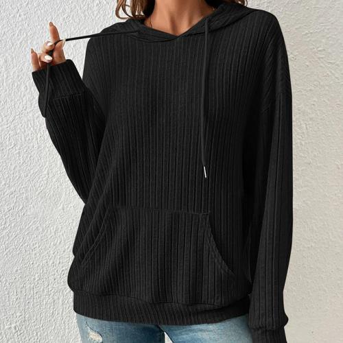 Polyester Women Sweatshirts & loose Solid PC