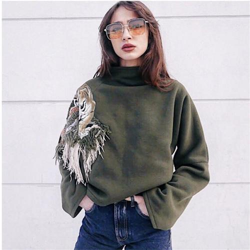 Cotton Women Sweatshirts & loose patchwork Others PC