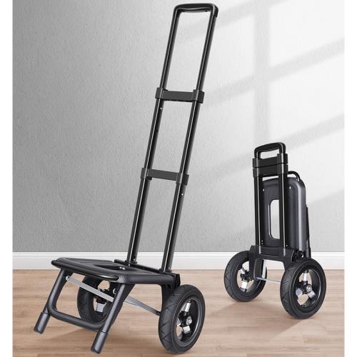 Aluminium Alloy & Plastic foldable Shopping Trolley portable black PC