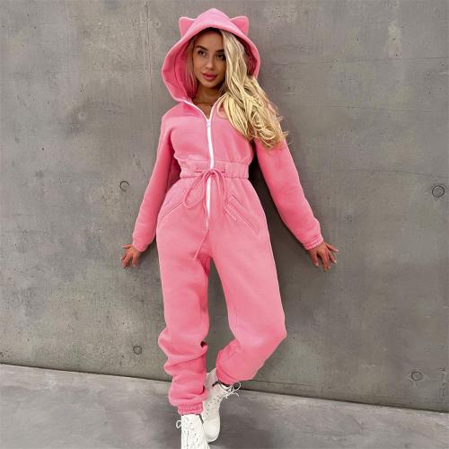 Cotton Slim & High Waist Long Jumpsuit patchwork Others pink PC