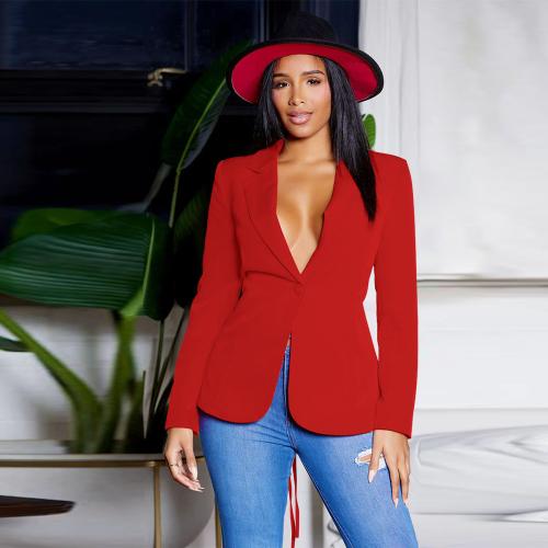 Polyester Waist-controlled Women Suit Coat deep V PC
