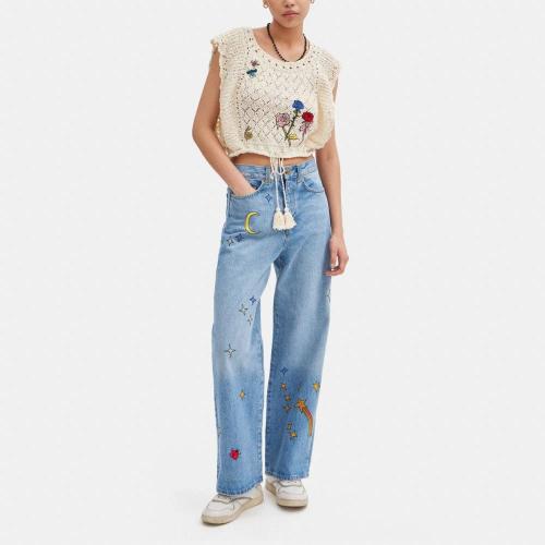 Cotton Slim Women Jeans patchwork Others PC