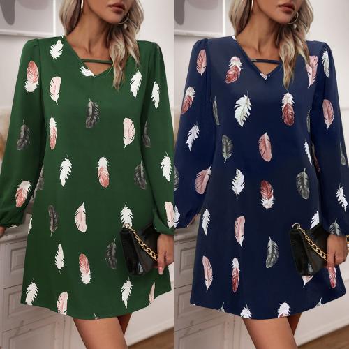 Polyester Robe d’une seule pièce Imprimé Plume plus de couleurs pour le choix pièce
