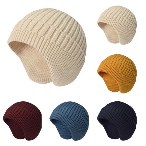 Core-spun Yarn windproof & Ear Protection Knitted Hat thermal knitted Solid : PC