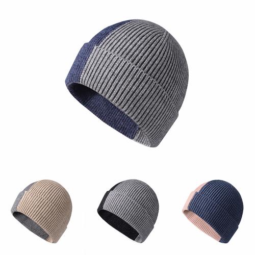 Core-spun Yarn windproof Knitted Hat thermal knitted patchwork : PC