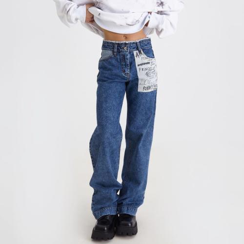 Cotton Slim Women Jeans patchwork Solid PC