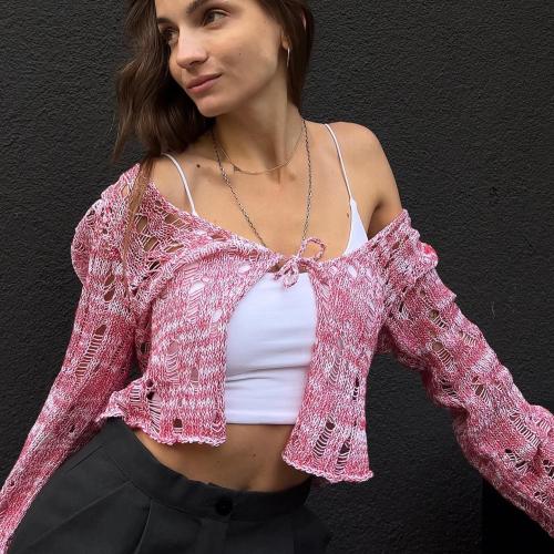 Cotton Slim Sweater Coat midriff-baring knitted Others PC