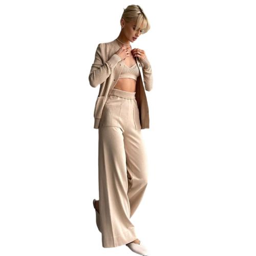 Algodón Conjunto casual de las mujeres, camiseta sin mangas & Pantalones & capa, labor de retazos, Otros, más colores para elegir, trozo