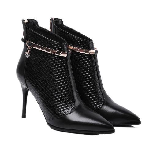 PU Leather Stiletto High-Heeled Shoes black Pair