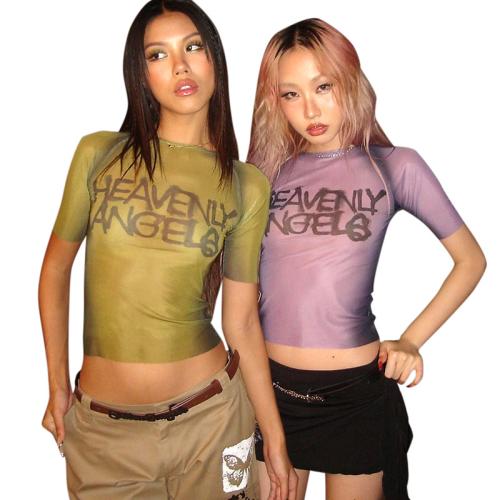Polyester Slim Women Short Sleeve Blouses midriff-baring printed Others PC
