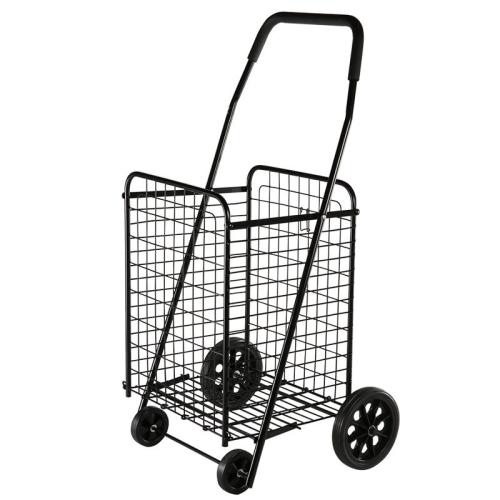 Iron foldable Shopping Trolley durable & large capacity & portable black PC