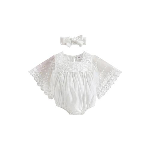 Cotton Slim Crawling Baby Suit Crawling Baby Suit & Hair Band patchwork white PC