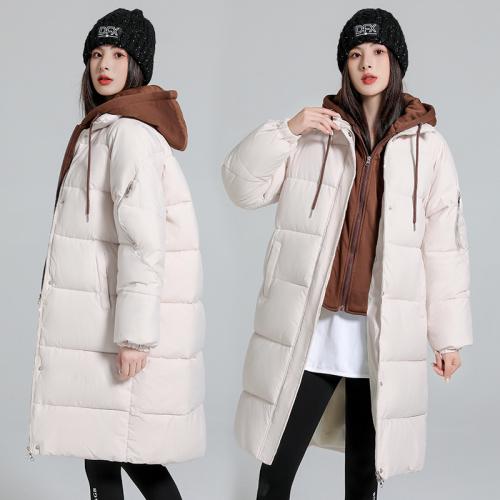 Polyester Women Parkas mid-long style & slimming & thicken & thermal patchwork PC