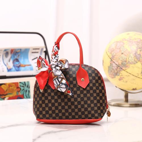 PU Leather with silk scarf & Shell Shape Handbag with chain emboss pattern PC