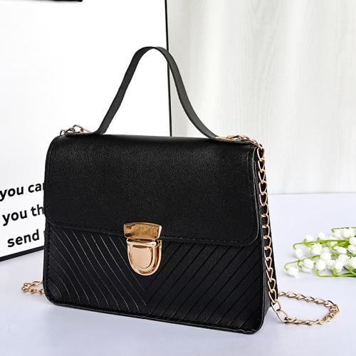 PU Leather Box Bag Handbag with chain & embossing Solid PC