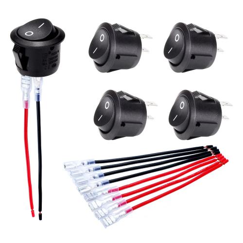 20mm Round Modified Switch On-Off 2-Speed 2-Pin with Wire Hot-Pressed Terminal 15cm Boat-Type Rocker Switch