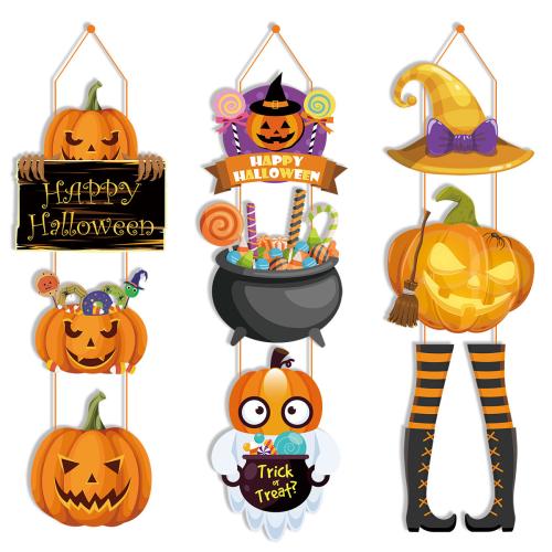 Paper Halloween Hanging Ornaments Halloween Design & three piece printed Set
