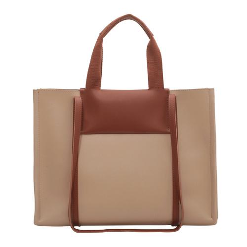 PU Leather Tote Bag Handbag contrast color & large capacity Solid PC