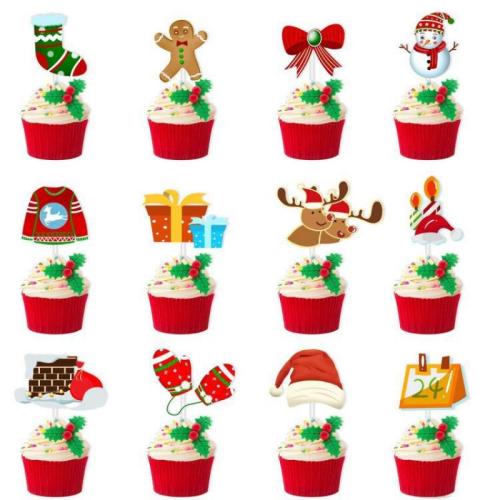 Paper Cake Decoration Plate twelve piece & christmas design printed Set
