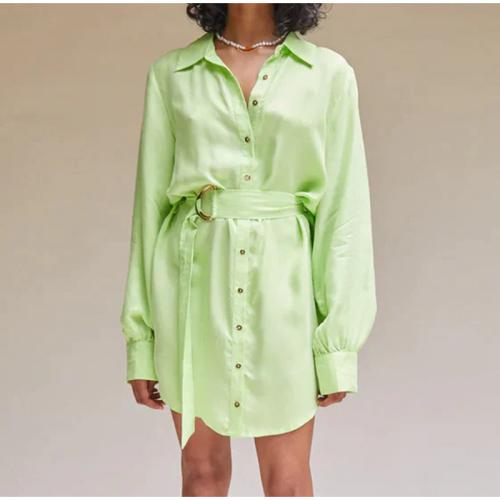 Polyester Shirt Dress & loose printed Solid PC