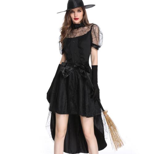 Polyester Women Halloween Cosplay Costume Halloween Design glove & hat & skirt black PC