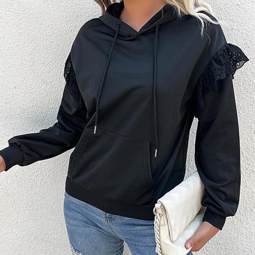 Spandex & Polyester Sweatshirts femmes Patchwork Solide Noir pièce