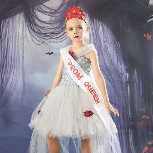 Gauze Children Halloween Cosplay Costume Halloween Design Tiaras & skirt patchwork PC