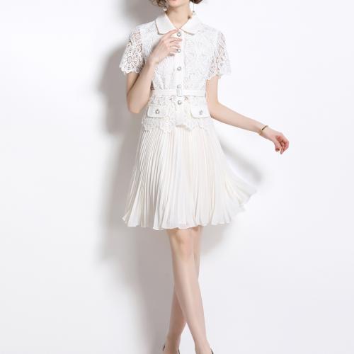 Dentelle & Polyester Robe d’une seule pièce Solide Blanc pièce