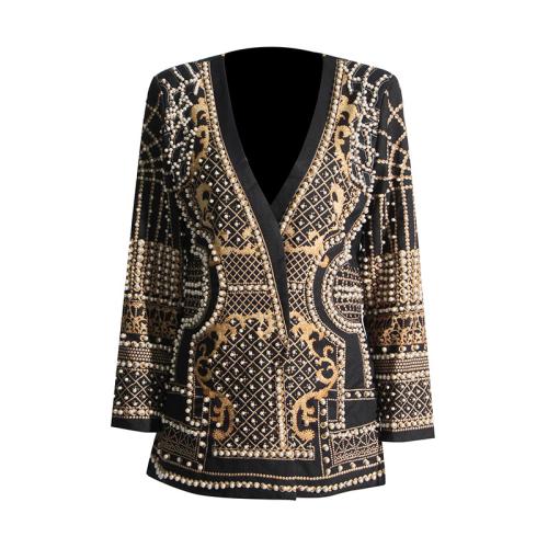 Polyester Women Suit Coat deep V printed PC