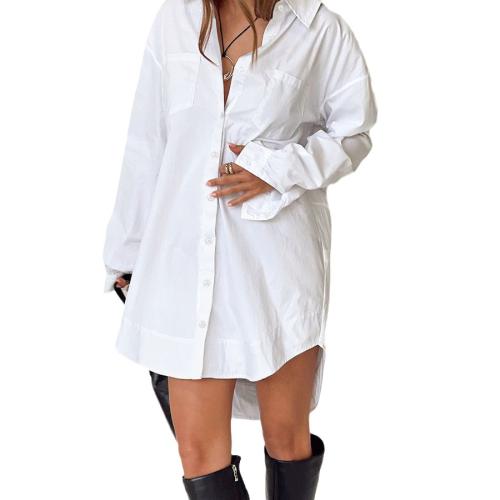 Polyester Robe de chemise Patchwork Autres Blanc pièce
