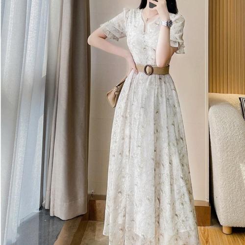 Polyester Slim One-piece Dress white PC