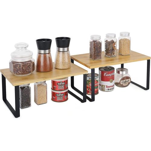Wooden & Iron Multifunction Kitchen Shelf double layer PC