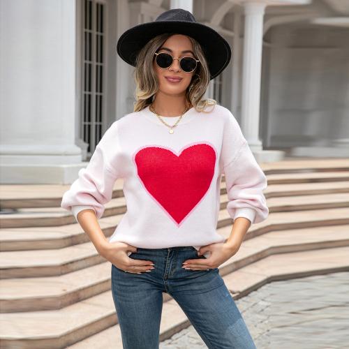 Acrylic Women Sweater & loose heart pattern PC