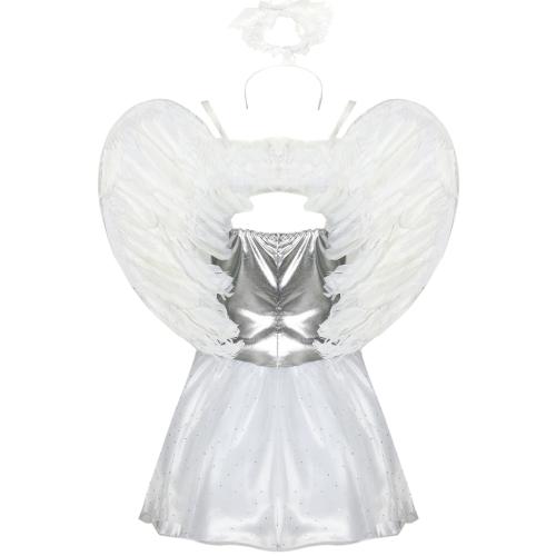 Polyester Women Halloween Cosplay Costume Halloween Design & tube wing & hair accessories & skirt white PC