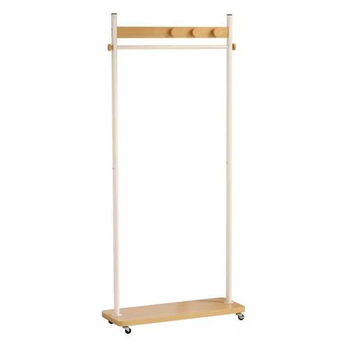 Carbon Steel silent Clothes Hanger for storage & with caster & hardwearing Wood PC