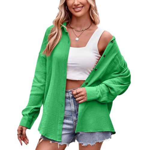 Cotton Soft Women Long Sleeve Shirt & breathable Solid PC