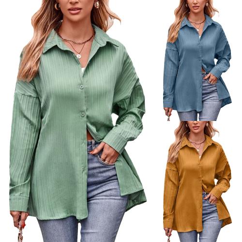 Polyester Women Long Sleeve T-shirt & loose & breathable Solid PC