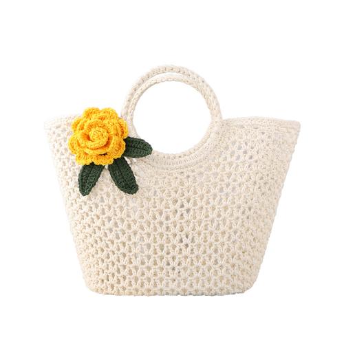 Cotton Handbag large capacity & hollow floral PC