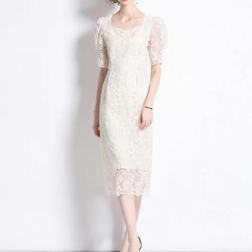 Lace Waist-controlled One-piece Dress slimming Solid PC