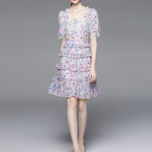 Polyester Layered One-piece Dress slimming PC