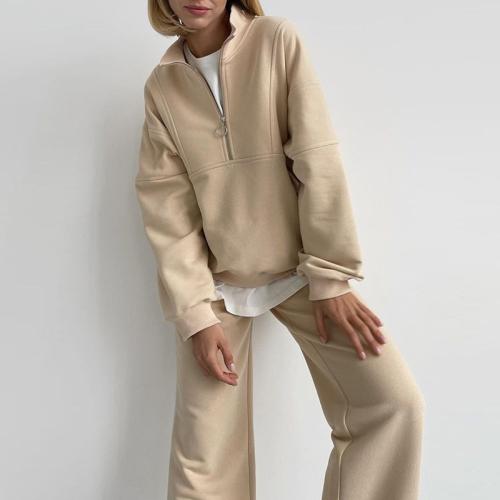 Poliéster Conjunto casual de las mujeres, Pantalones largos & Camisa de entrenamiento, Sólido, más colores para elegir, Conjunto