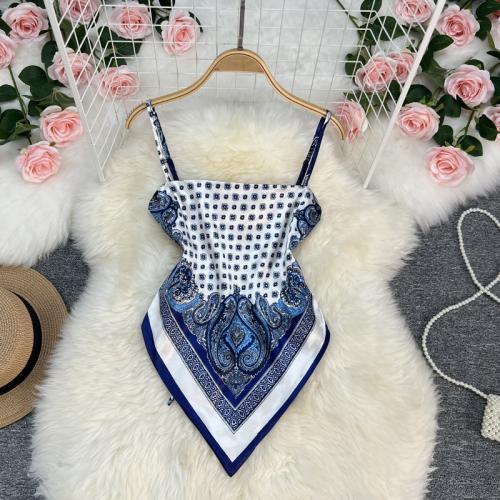 Polyester Slim Camisole midriff-baring & backless printed floral : PC