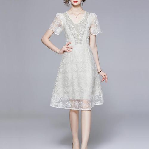 Polyester One-piece Dress slimming & deep V PC