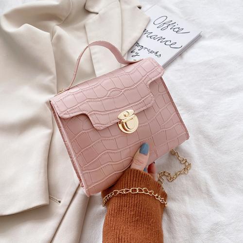 PU Leather Box Bag Shoulder Bag with chain & Mini Stone Grain PC