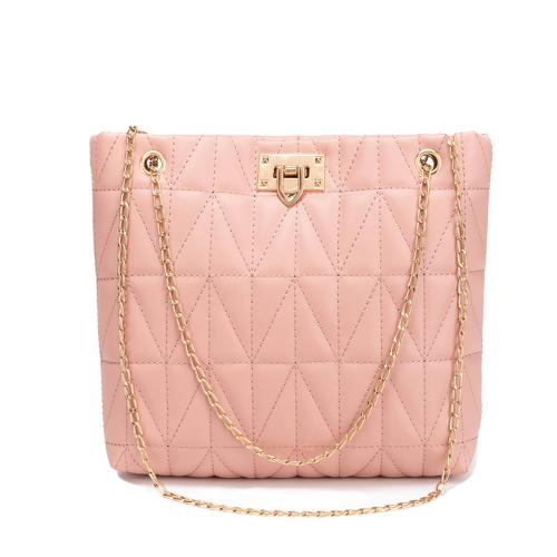 PU Leather Bucket Bag Shoulder Bag with chain & soft surface Solid PC