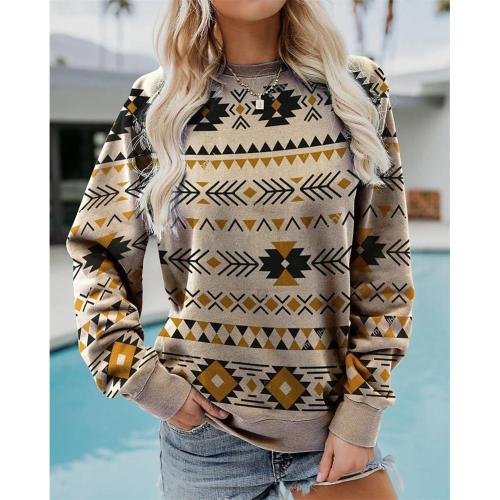 Polyester Sweatshirts femmes Imprimé Géométrique plus de couleurs pour le choix pièce