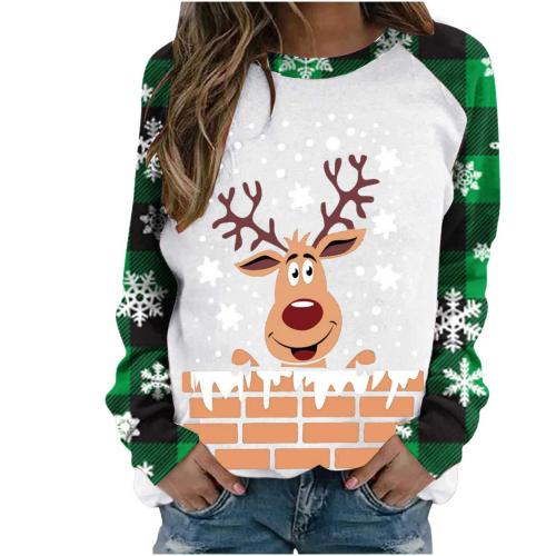 Polyester Plus Size Women Sweatshirts christmas design & loose printed PC
