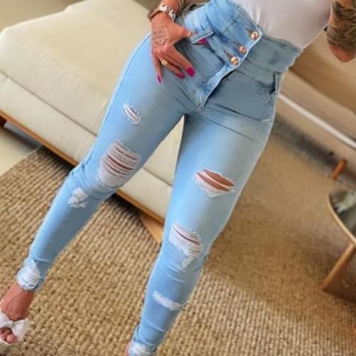 Denim Ripped Women Jeans & skinny Solid PC