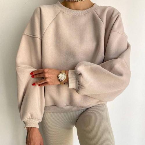 Polyester Women Sweatshirts & loose Solid PC